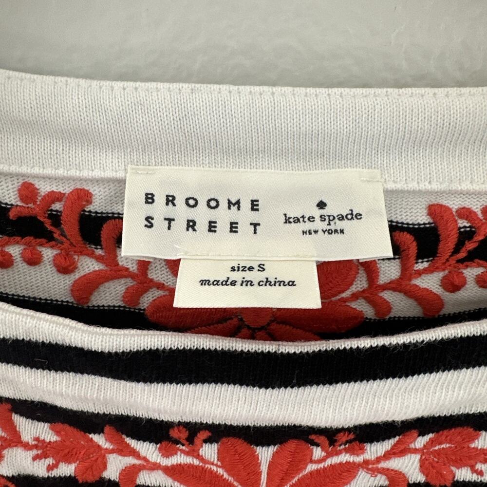 Kate Spade Broome Street Black And White Striped Embroidered Mini Dress Size S - Picture 8 of 13